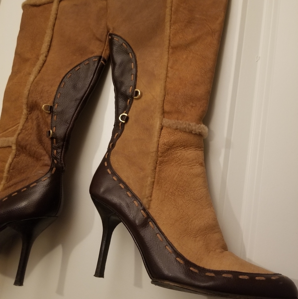 Michelle K Leather Upper Lining & Sole Boots S 8